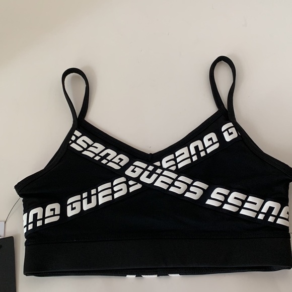 Guess sports bra, black with white “lettering”, XS - Picture 2 of 4